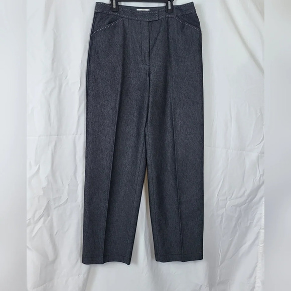 Talbots Vintage Classic Wide Leg Black Heathered‎ Cotton Blend Stretch Pants 10 - Picture 1 of 5